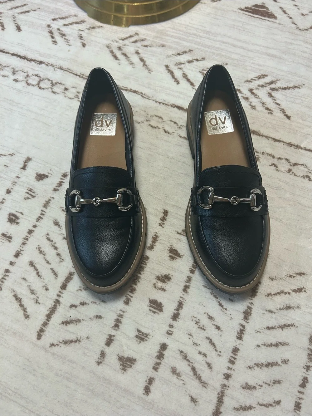 Dolce Vita Celeste Black Lug Sole Loafers Horsebit Shoes 6.5